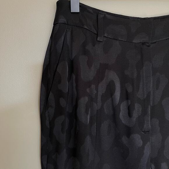 NWT Anine Bing Tate High Waist Trousers Size 6 Black Leopard Front Slit Pants - Picture 7 of 16
